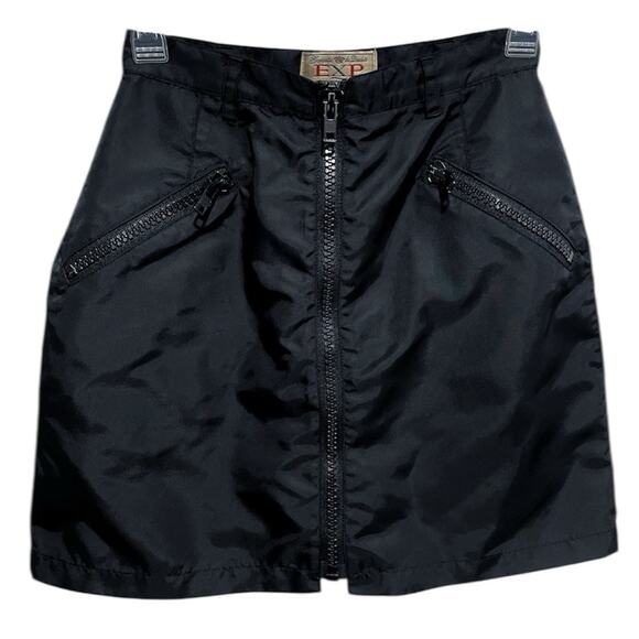 Vintage 90s Express Womens Zip Mini Skirt Size 4 Black Whimsigoth Retro Grunge - Picture 1 of 7